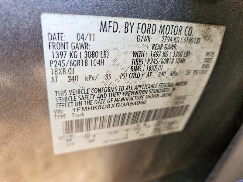 Продаж на аукціоні авто 2011 Ford Explorer, vin: 1FMHK8D8XBGA54990, номер лоту: 59367876