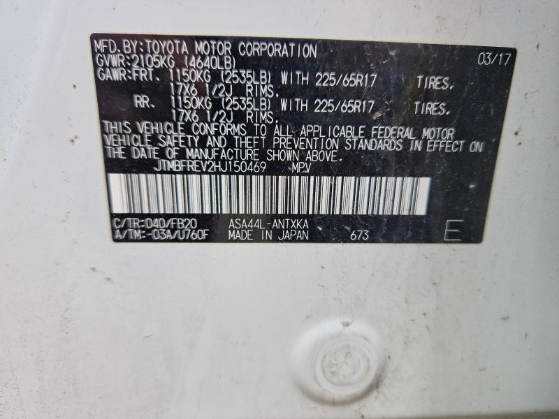 Aukcja sprzedaży 2017 Toyota Rav4, vin: JTMBFREV2HJ150469, numer aukcji: 61932226