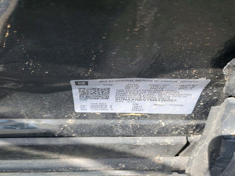 62612006 :رقم المزاد ، 2GNAXNEV7M6138057 vin ، 2021 Chevrolet Equinox مزاد بيع