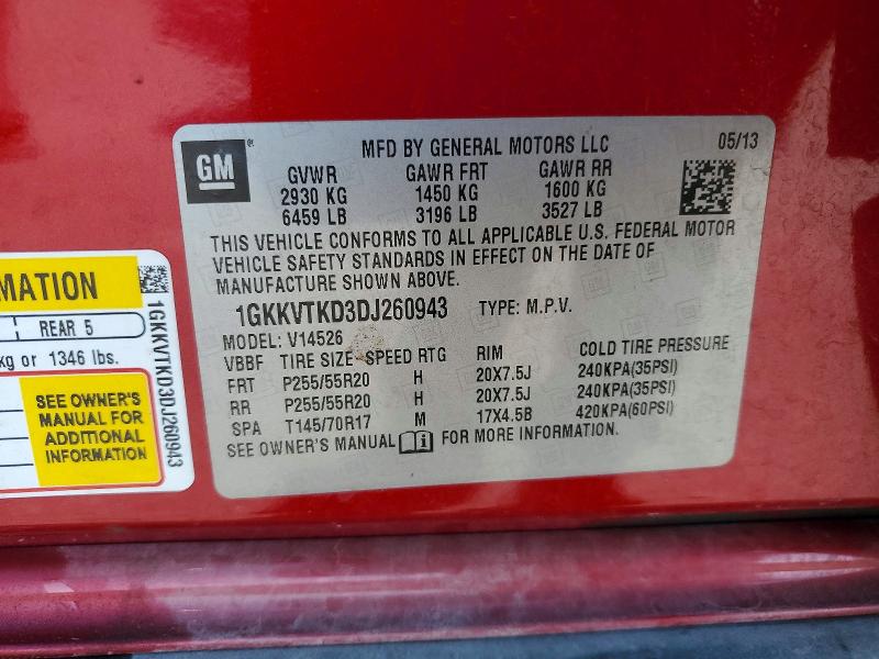 Auction sale of the 2013 Gmc Acadia, vin: 1GKKVTKD3DJ260943, lot number: 60704206