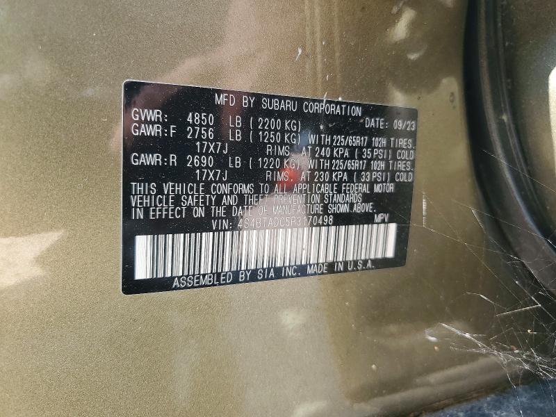 Продажа на аукционе авто 2024 Subaru Outback, vin: 4S4BTADC5R3170498, номер лота: 60323126
