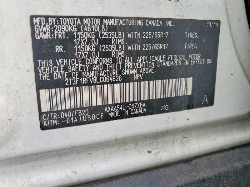 Продажа на аукционе авто 2020 Toyota Rav4, vin: 2T3F1RFV8LC064626, номер лота: 63017176