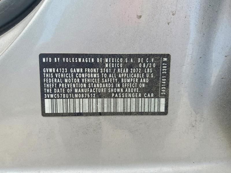 Продажа на аукционе авто 2020 Volkswagen Jetta, vin: 3VWC57BU1LM087512, номер лота: 85624465