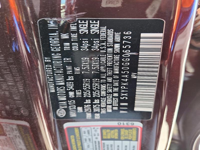 Aukcja sprzedaży 2016 Kia Sorento, vin: 5XYPK4A50GG065736, numer aukcji: 62679626
