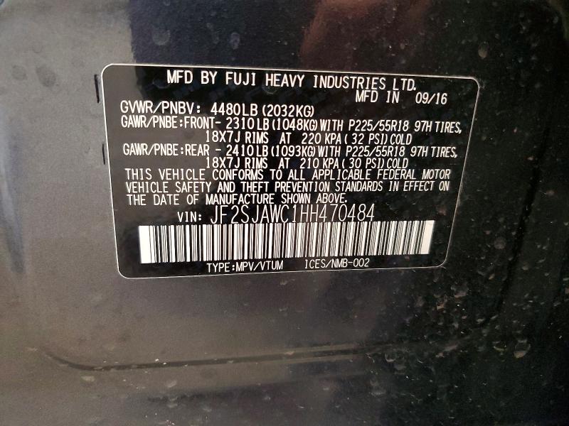 Продажа на аукционе авто 2017 Subaru Forester, vin: JF2SJAWC1HH470484, номер лота: 62209866