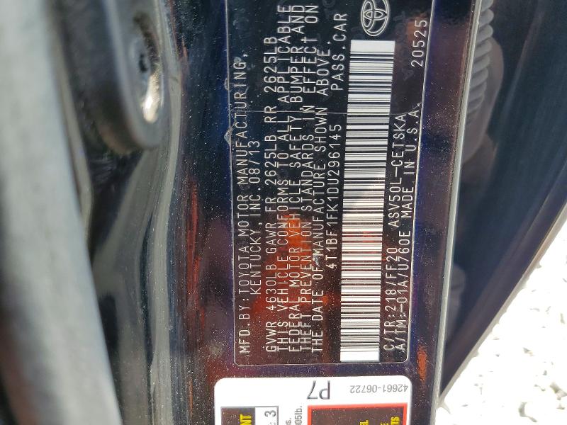 Aukcja sprzedaży 2013 Toyota Camry, vin: 4T1BF1FK1DU296145, numer aukcji: 60336146