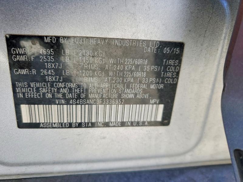 Aukcja sprzedaży 2015 Subaru Outback, vin: 4S4BSANC3F3336952, numer aukcji: 61526276