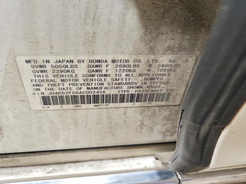 2010 Acura Rl მანქანა იყიდება აუქციონზე, vin: JH4KB2F66AC002456, აუქციონის ნომერი: 61070436