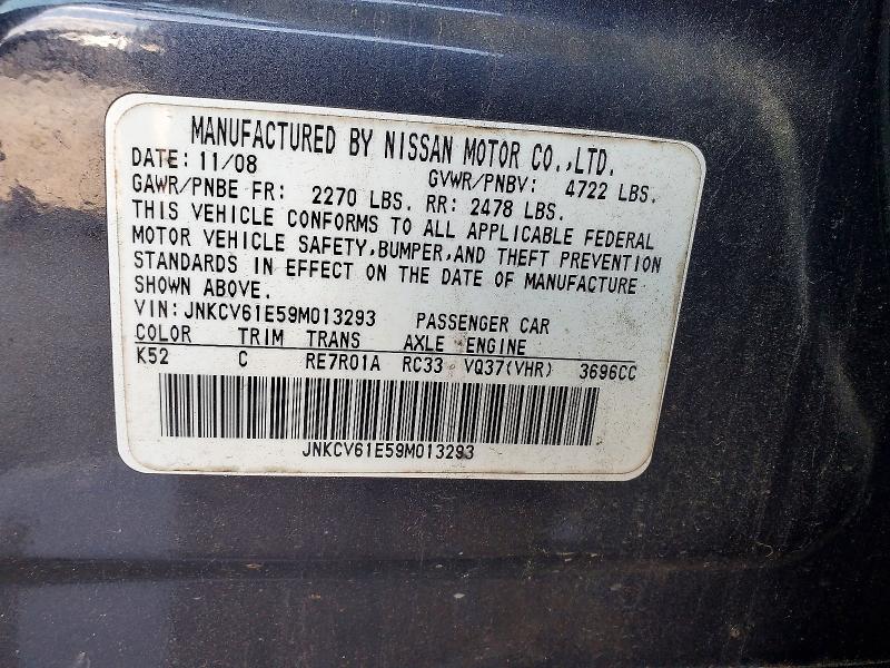 59867556 :رقم المزاد ، JNKCV61E59M013293 vin ، 2009 Infiniti G37 Sedan مزاد بيع