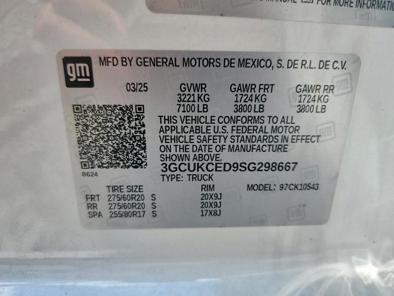 60595586 :رقم المزاد ، 3GCUKCED9SG298667 vin ، 2025 Chevrolet Silverado مزاد بيع