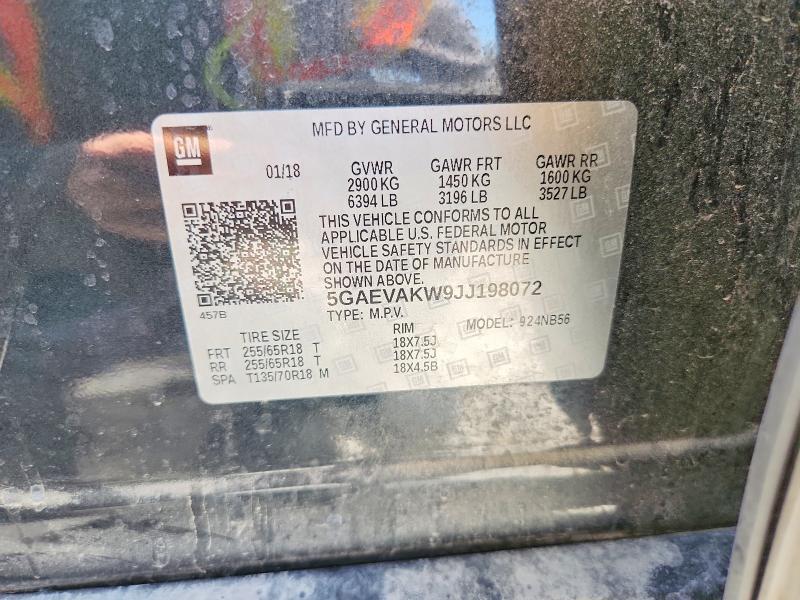 60966686 :رقم المزاد ، 5GAEVAKW9JJ198072 vin ، 2018 Buick Enclave مزاد بيع