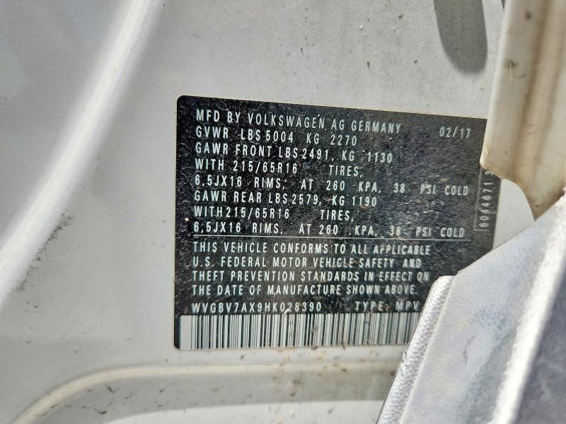 2017 Volkswagen Tiguan მანქანა იყიდება აუქციონზე, vin: WVGBV7AX9HK028390, აუქციონის ნომერი: 62801816