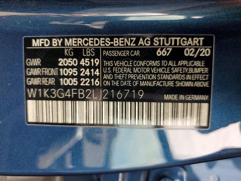 Aukcja sprzedaży 2020 Mercedes-benz A, vin: W1K3G4FB2LJ216719, numer aukcji: 62493576