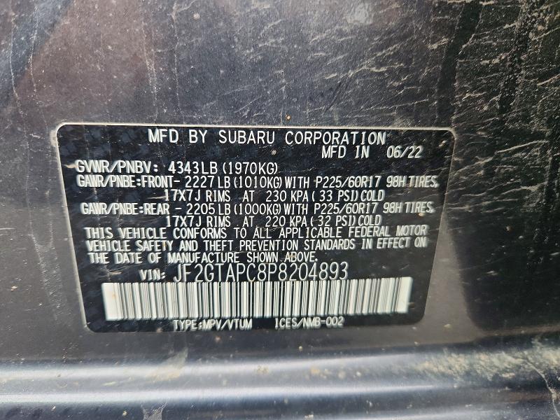 Продажа на аукционе авто 2023 Subaru Crosstrek, vin: JF2GTAPC8P8204893, номер лота: 60859026