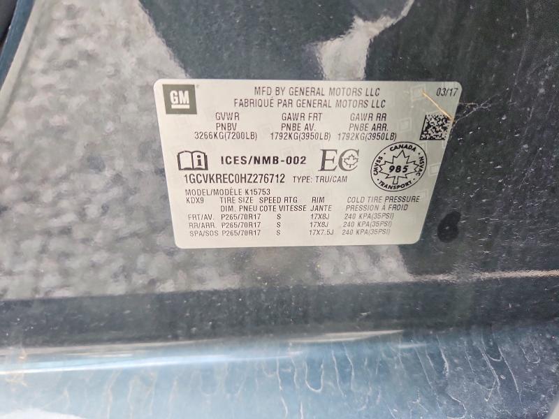 2017 Chevrolet Silverado მანქანა იყიდება აუქციონზე, vin: 1GCVKREC0HZ276712, აუქციონის ნომერი: 62494706