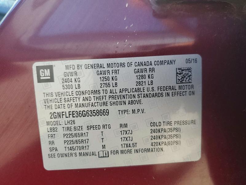 Продажа на аукционе авто 2016 Chevrolet Equinox, vin: 2GNFLFE36G6358669, номер лота: 59358556