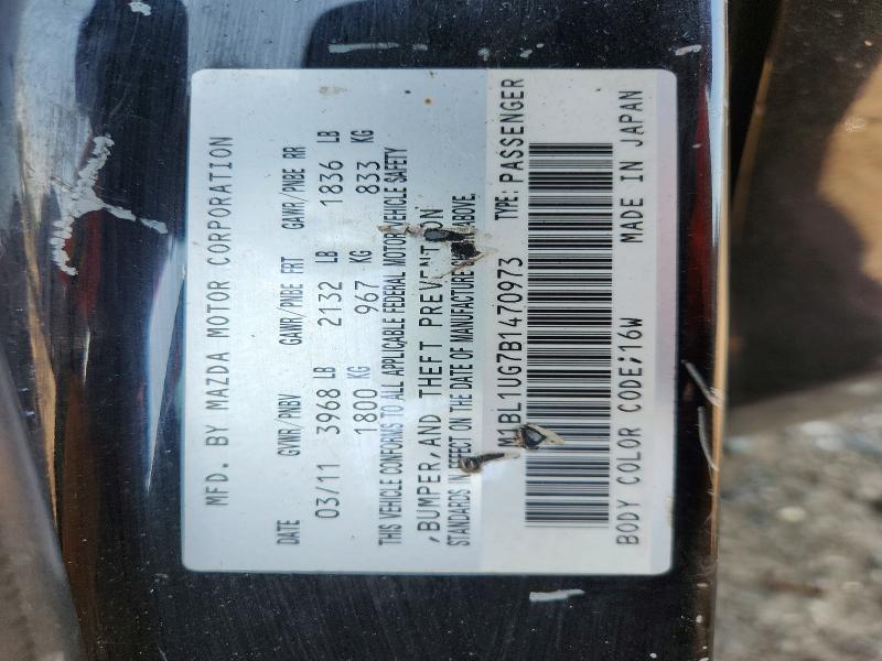 Aukcja sprzedaży 2011 Mazda 3, vin: JM1BL1UG7B1470973, numer aukcji: 62499796