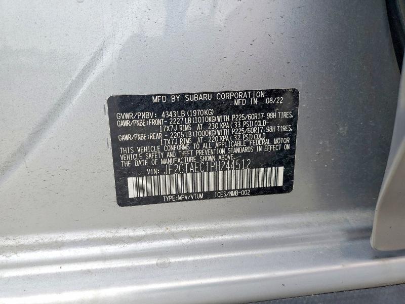 Продажа на аукционе авто 2023 Subaru Crosstrek, vin: JF2GTAEC1PH244512, номер лота: 60261726