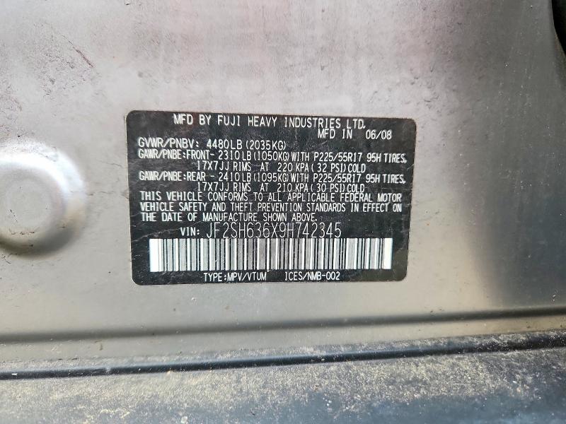 Auction sale of the 2009 Subaru Forester, vin: JF2SH636X9H742345, lot number: 61701336