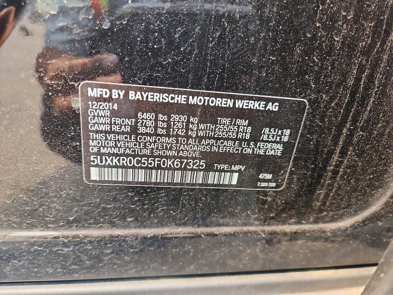 60600966 :رقم المزاد ، 5UXKR0C55F0K67325 vin ، 2015 Bmw X5 مزاد بيع