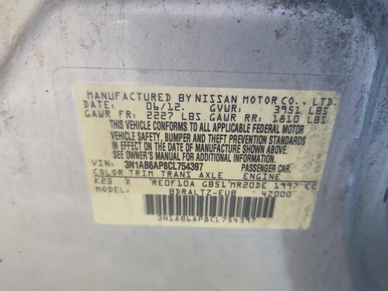Aukcja sprzedaży 2012 Nissan Sentra, vin: 3N1AB6AP8CL754397, numer aukcji: 60169866