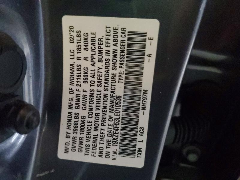 Продаж на аукціоні авто 2020 Honda Insight, vin: 19XZE4F53LE010536, номер лоту: 60016096