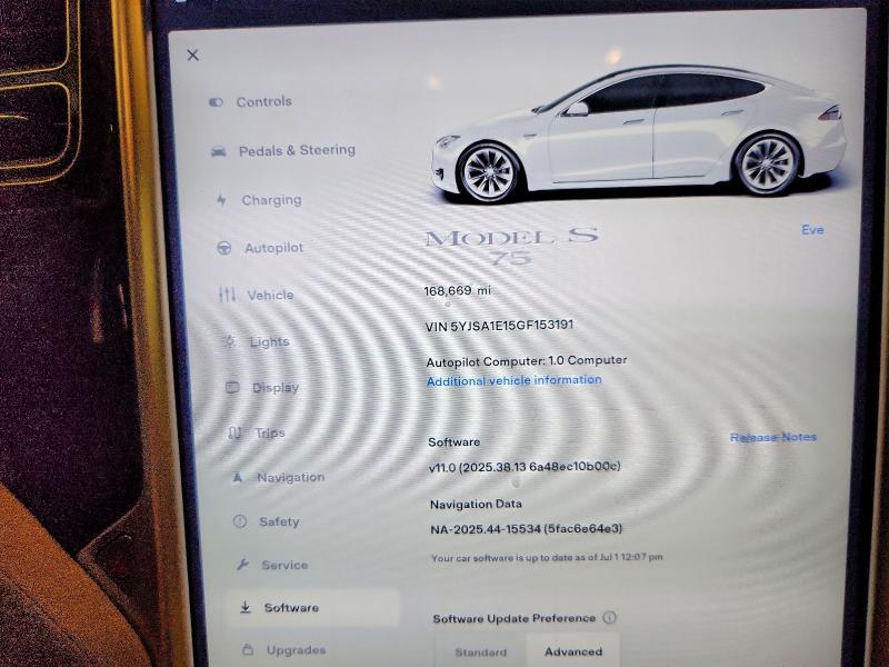 2016 Tesla Model S მანქანა იყიდება აუქციონზე, vin: 5YJSA1E15GF153191, აუქციონის ნომერი: 59224356