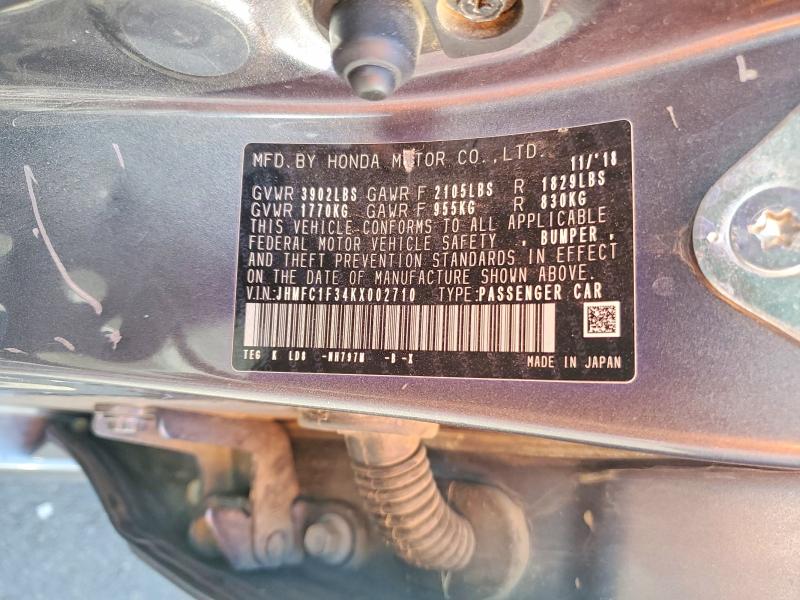 Aukcja sprzedaży 2019 Honda Civic, vin: JHMFC1F34KX002710, numer aukcji: 60701906