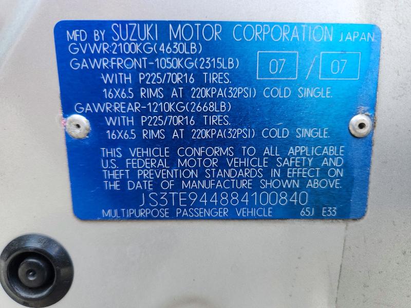 60874846 :رقم المزاد ، JS3TE944884100840 vin ، 2008 Suzuki Grand Vitara مزاد بيع