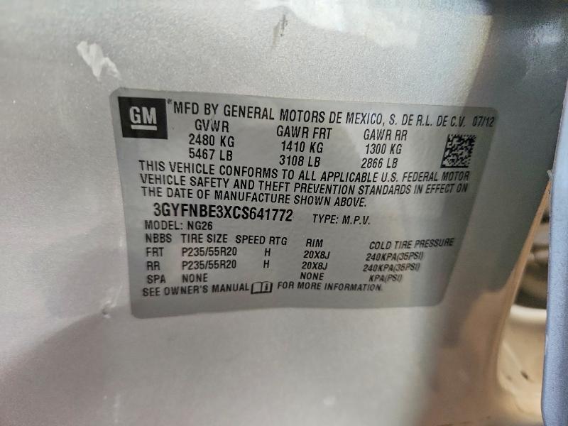 61794726 :رقم المزاد ، 3GYFNBE3XCS641772 vin ، 2012 Cadillac Srx مزاد بيع