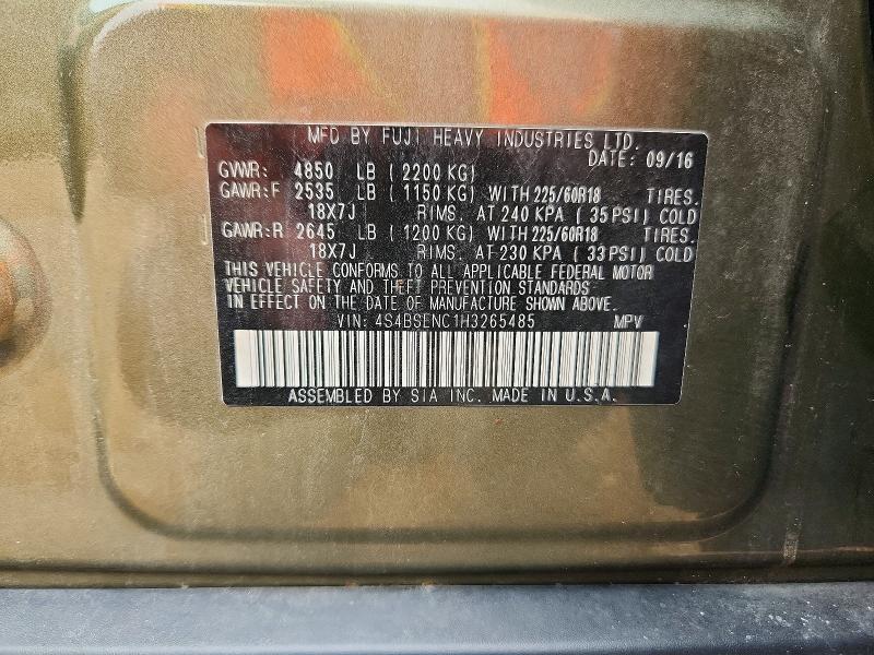 Продаж на аукціоні авто 2017 Subaru Outback, vin: 4S4BSENC1H3265485, номер лоту: 60595526