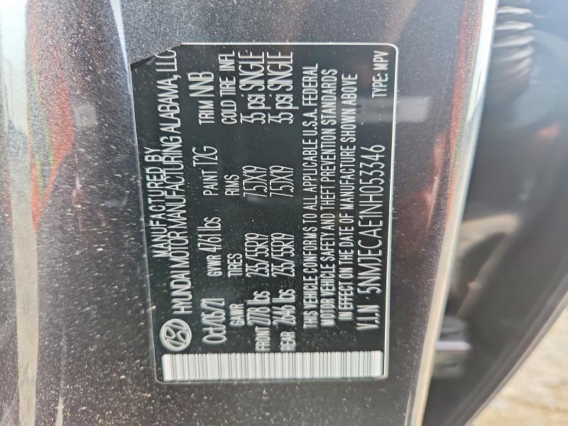 2022 Hyundai Tucson მანქანა იყიდება აუქციონზე, vin: 5NMJECAE1NH053346, აუქციონის ნომერი: 62787486