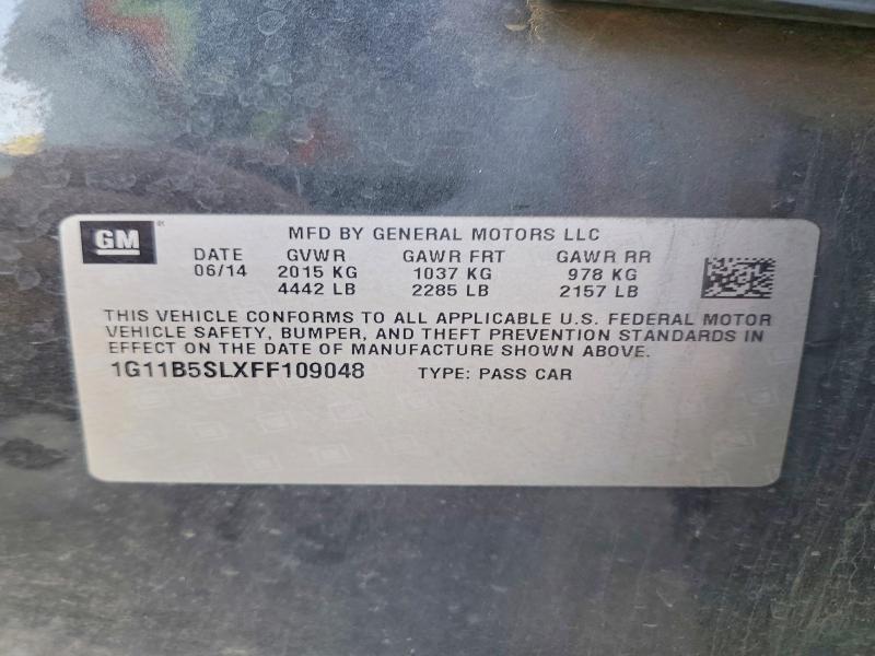 Продаж на аукціоні авто 2015 Chevrolet Malibu, vin: 1G11B5SLXFF109048, номер лоту: 61156126