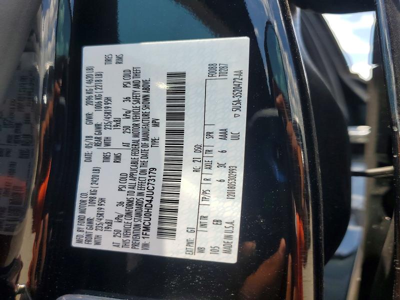 Продажа на аукционе авто 2018 Ford Escape, vin: 1FMCU0HD4JUC73179, номер лота: 60057726