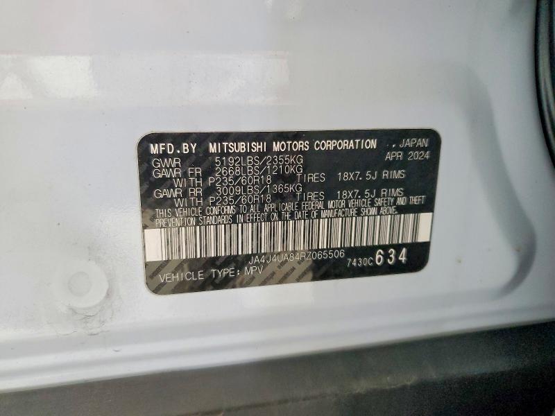 Auction sale of the 2024 Mitsubishi Outlander, vin: JA4J4UA84RZ065506, lot number: 62129636