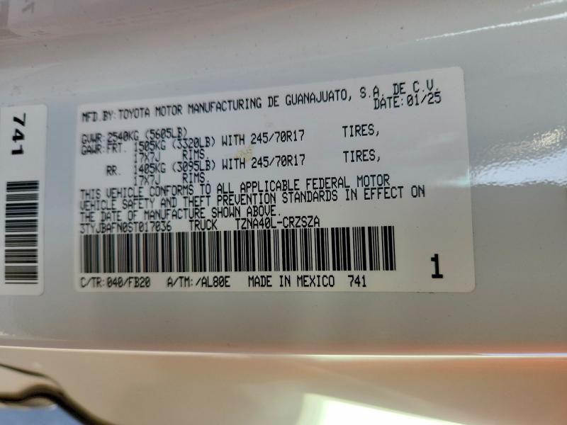 Продаж на аукціоні авто 2025 Toyota Tacoma, vin: 3TYJBAFN0ST017036, номер лоту: 60131226