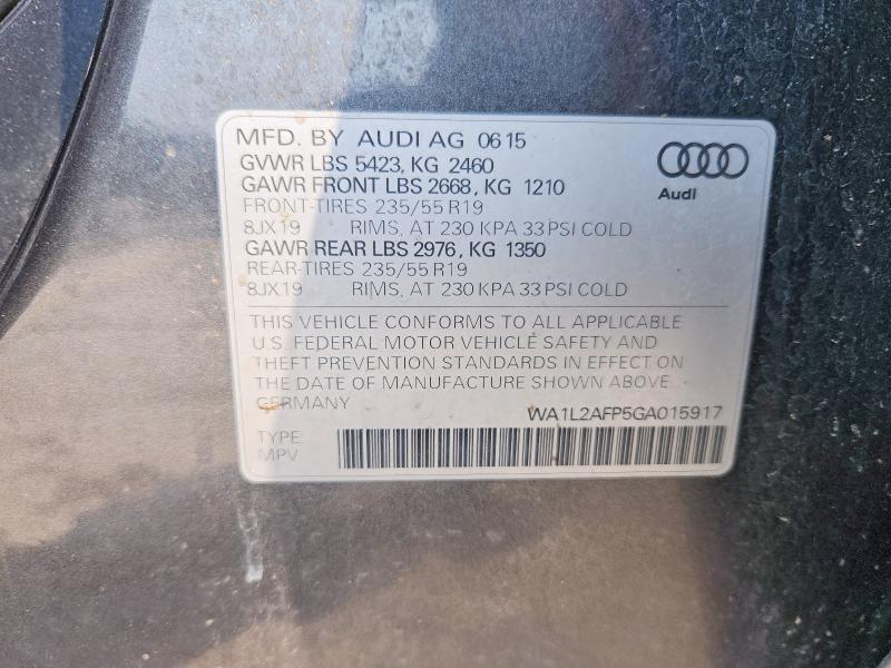 59723926 :رقم المزاد ، WA1L2AFP5GA015917 vin ، 2016 Audi Q5 مزاد بيع