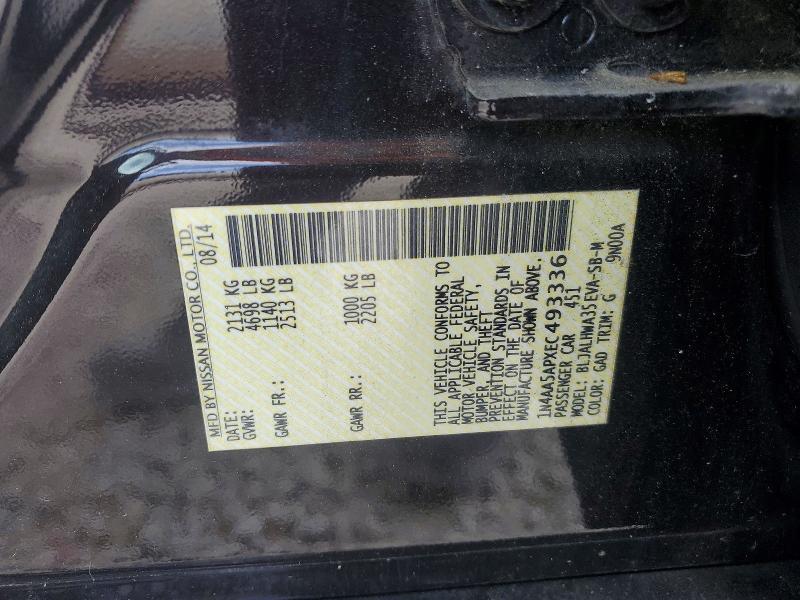 Продаж на аукціоні авто 2014 Nissan Maxima, vin: 1N4AA5APXEC493336, номер лоту: 63314226