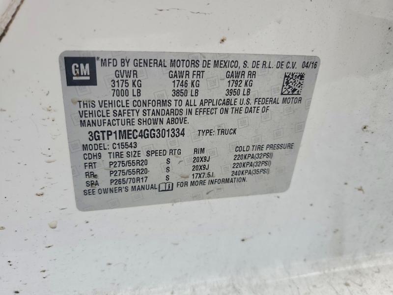 2016 Gmc Sierra მანქანა იყიდება აუქციონზე, vin: 3GTP1MEC4GG301334, აუქციონის ნომერი: 59987236