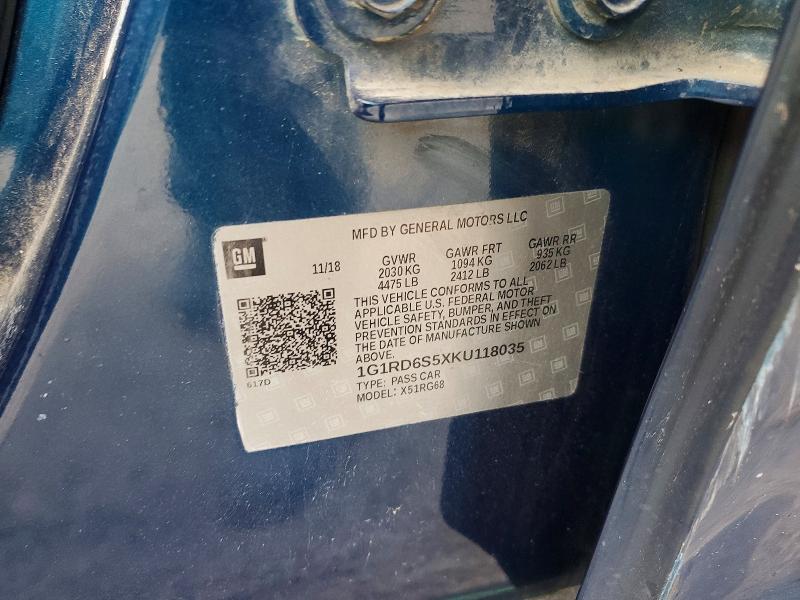 Продаж на аукціоні авто 2019 Chevrolet Volt, vin: 1G1RD6S5XKU118035, номер лоту: 59825826