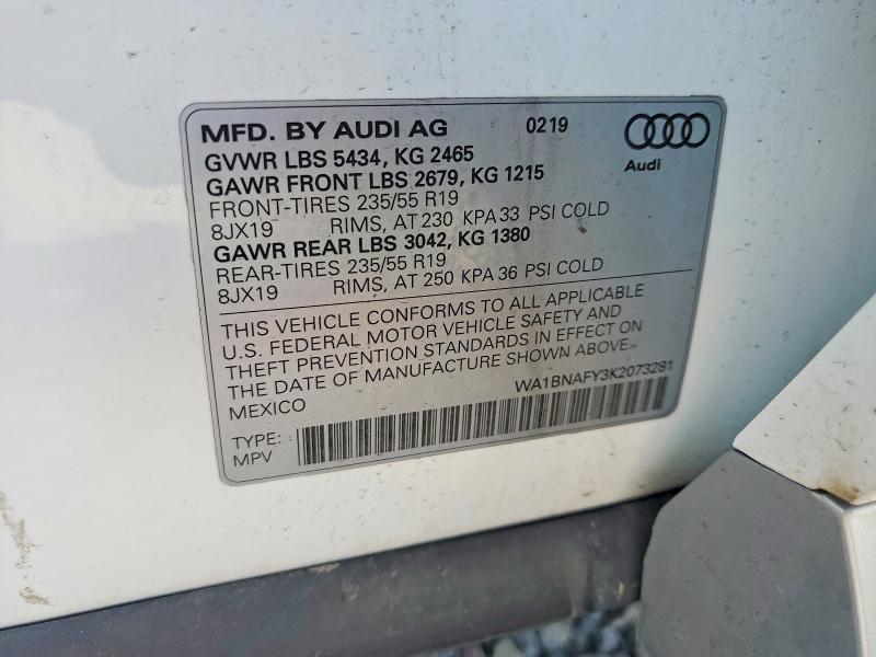 Aukcja sprzedaży 2019 Audi Q5, vin: WA1BNAFY3K2073281, numer aukcji: 61557786