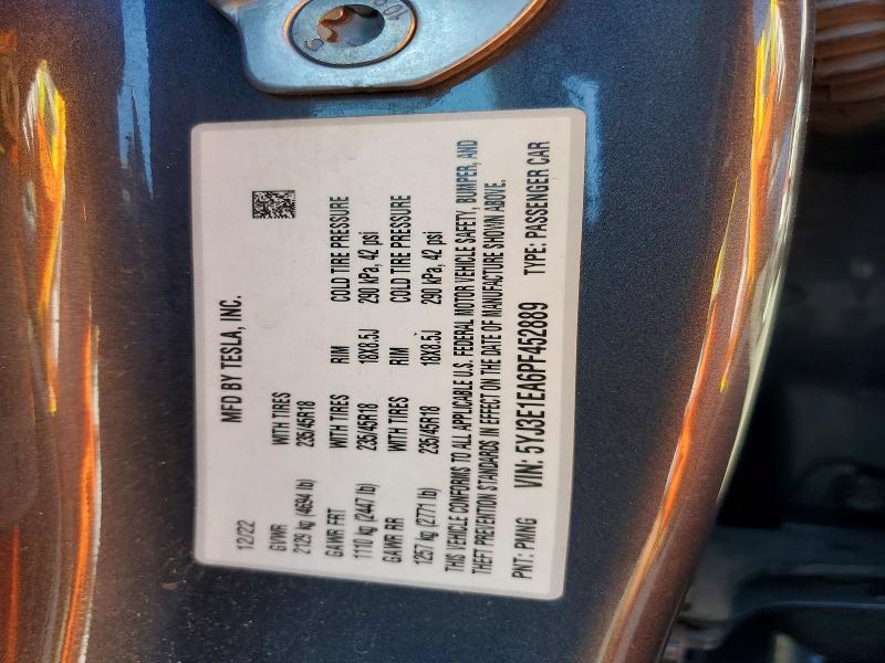 63673326 :رقم المزاد ، 5YJ3E1EA6PF452889 vin ، 2023 Tesla Model 3 مزاد بيع