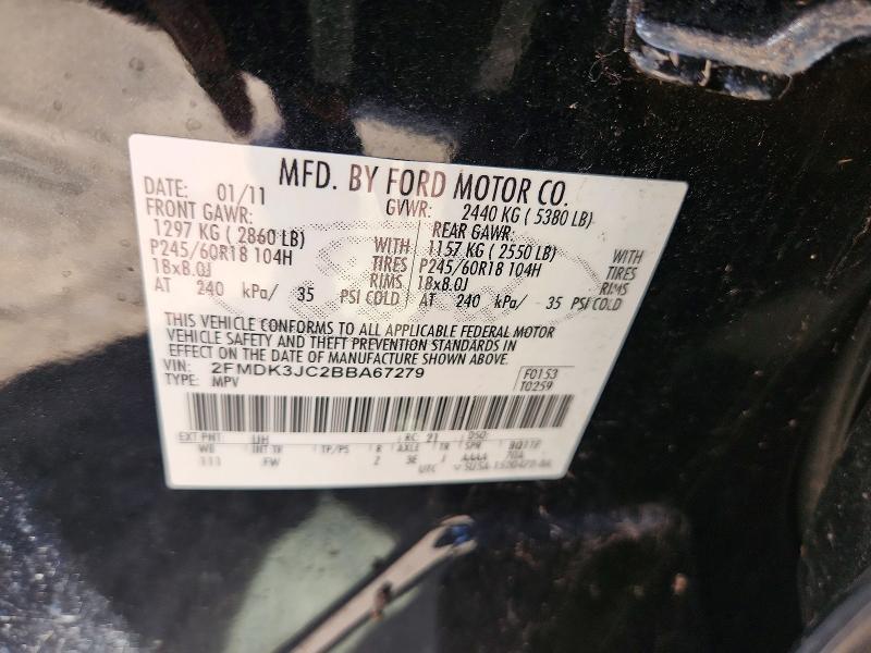 Aukcja sprzedaży 2011 Ford Edge, vin: 2FMDK3JC2BBA67279, numer aukcji: 61086246