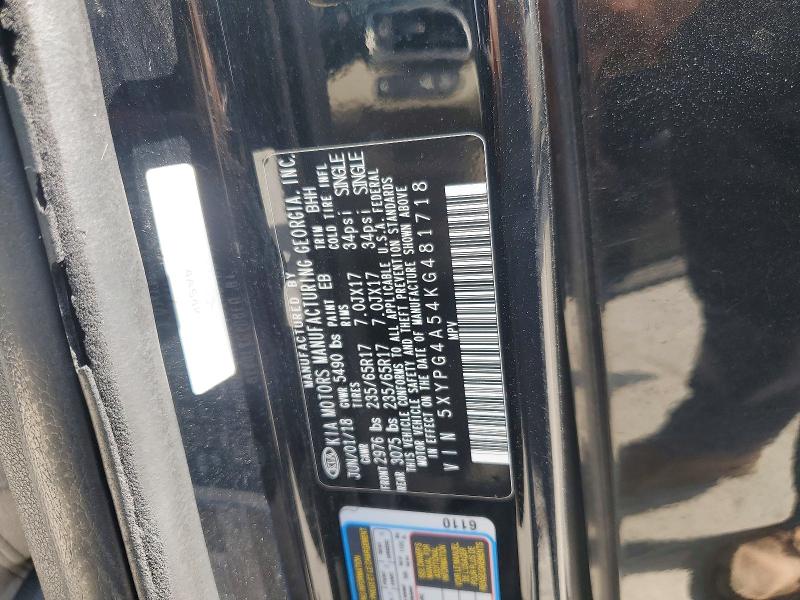 Продажа на аукционе авто 2019 Kia Sorento, vin: 5XYPG4A54KG481718, номер лота: 59710876