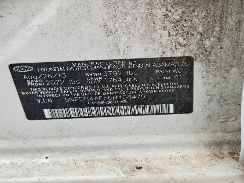 2013 Hyundai Elantra მანქანა იყიდება აუქციონზე, vin: 5NPDH4AE5DH408479, აუქციონის ნომერი: 62227706