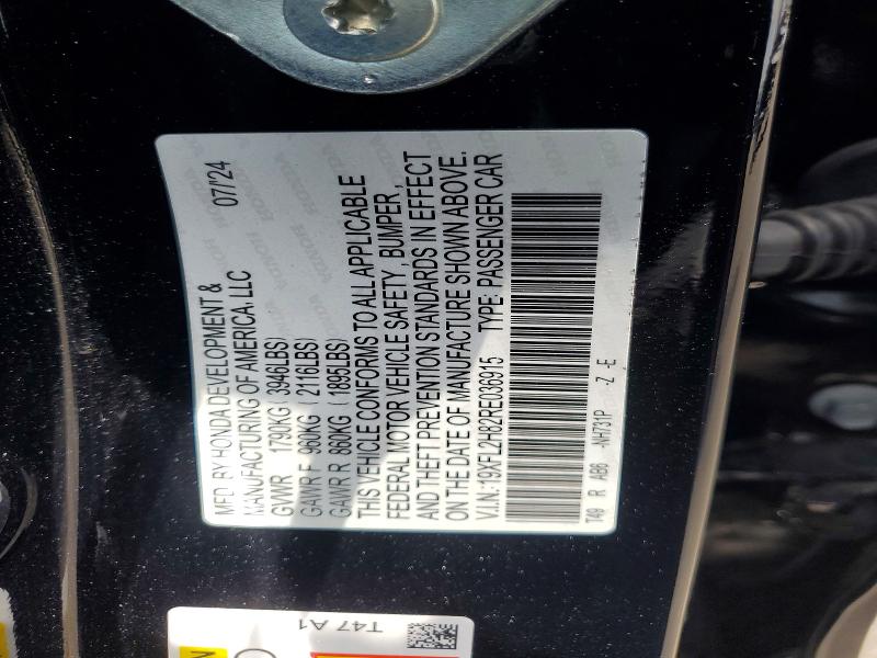 Aukcja sprzedaży 2024 Honda Civic, vin: 19XFL2H82RE036915, numer aukcji: 60153446
