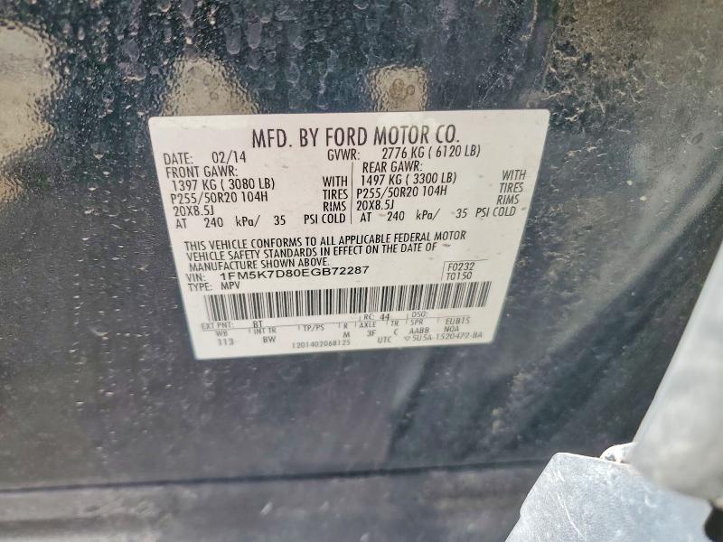 Auction sale of the 2014 Ford Explorer, vin: 1FM5K7D80EGB72287, lot number: 59230656