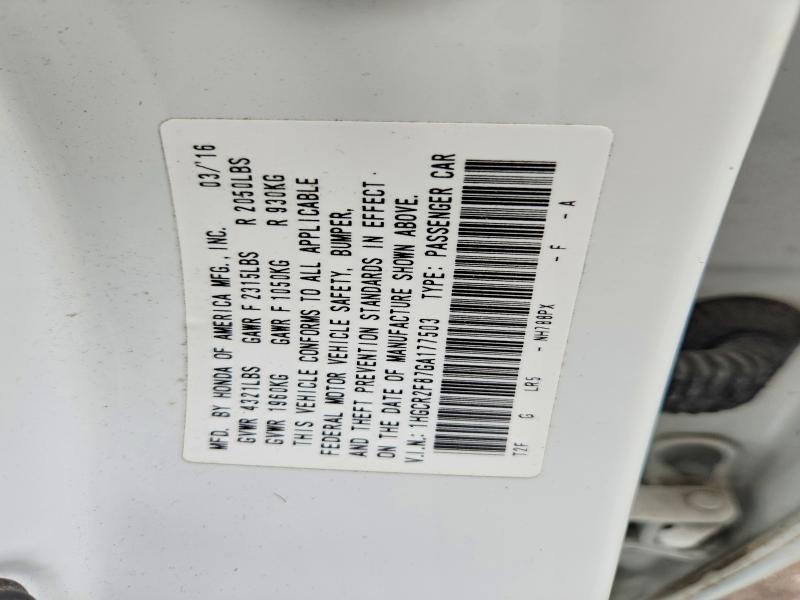 61619716 :رقم المزاد ، 1HGCR2F87GA177503 vin ، 2016 Honda Accord مزاد بيع