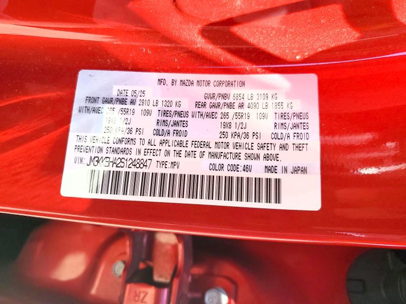 Aukcja sprzedaży 2025 Mazda Cx-90, vin: JM3KKBHA2S1248847, numer aukcji: 61403316