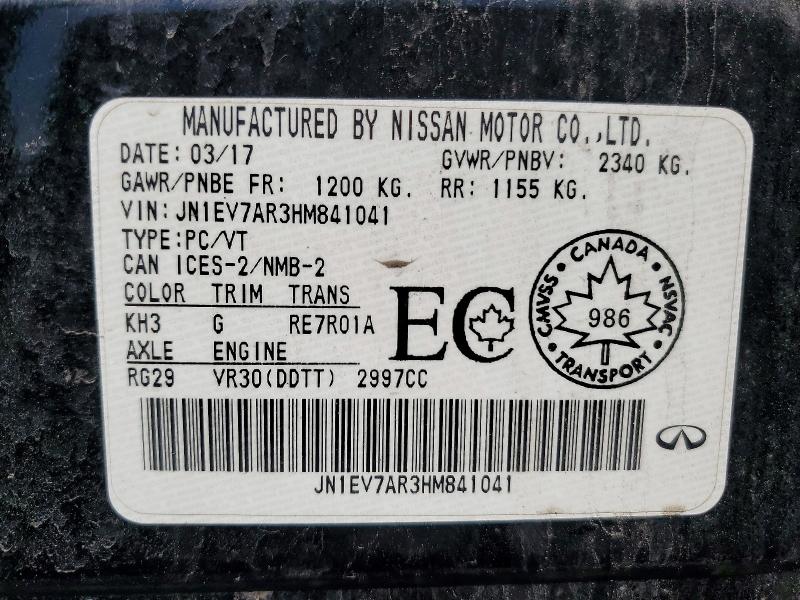 2017 Infiniti Q50 მანქანა იყიდება აუქციონზე, vin: JN1EV7AR3HM841041, აუქციონის ნომერი: 61122416